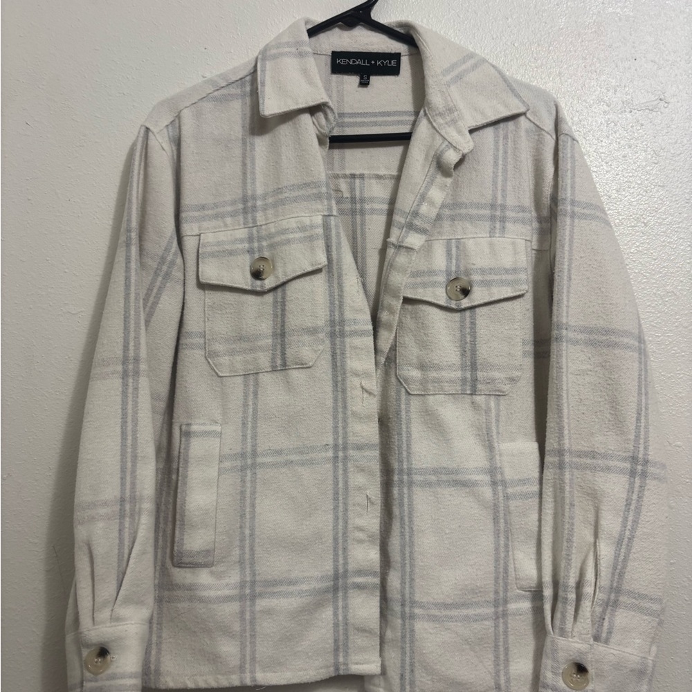 Kendall + Kylie Cream Plaid Jacket